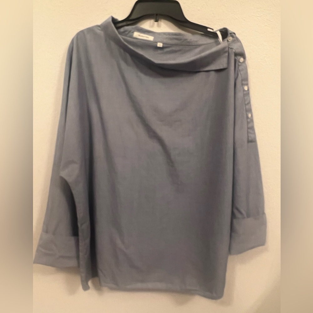 Aritzia Babaton off -one shoulder chambray top